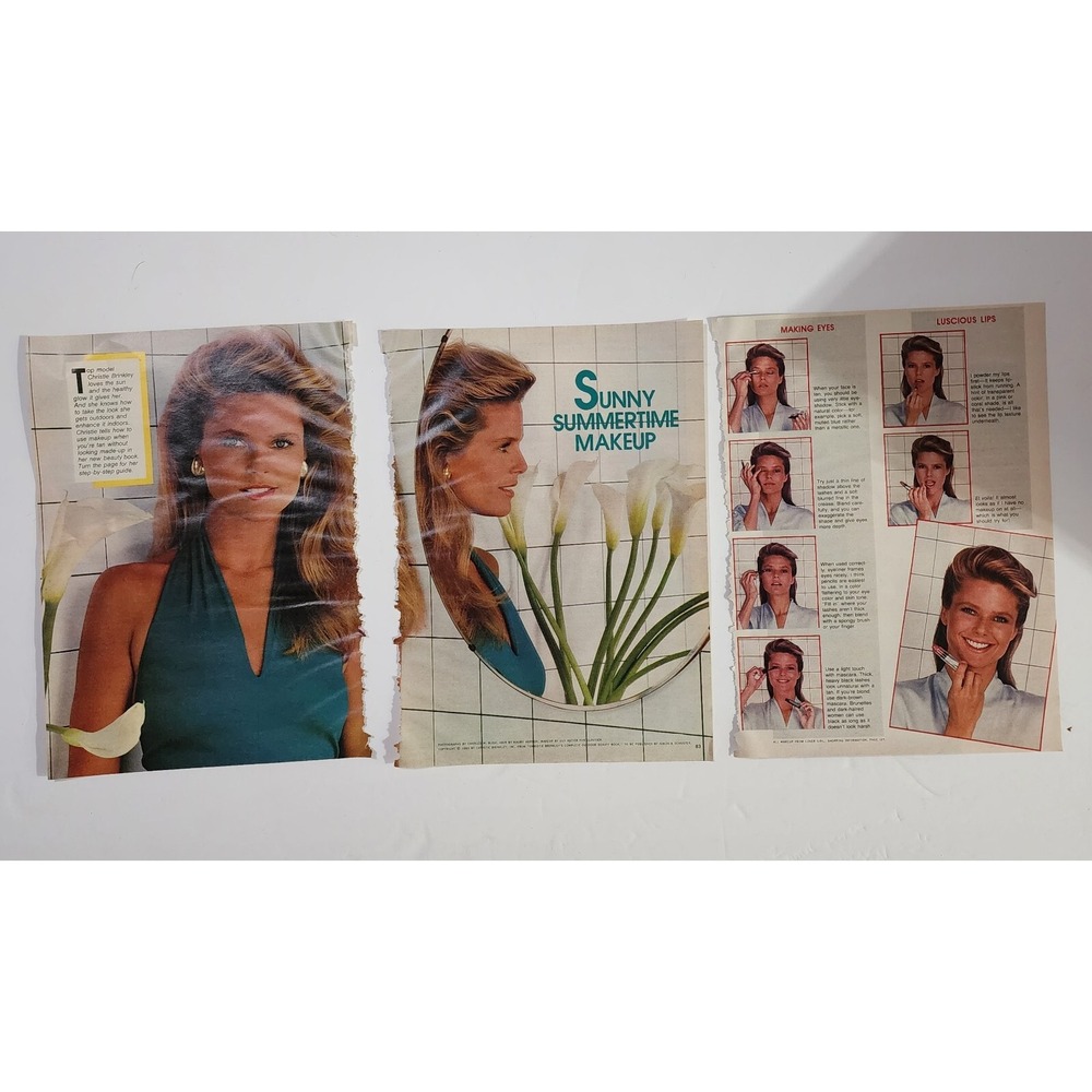 Christie Brinkley clippings article make-up tutorial 3 pages McCall's June 1983